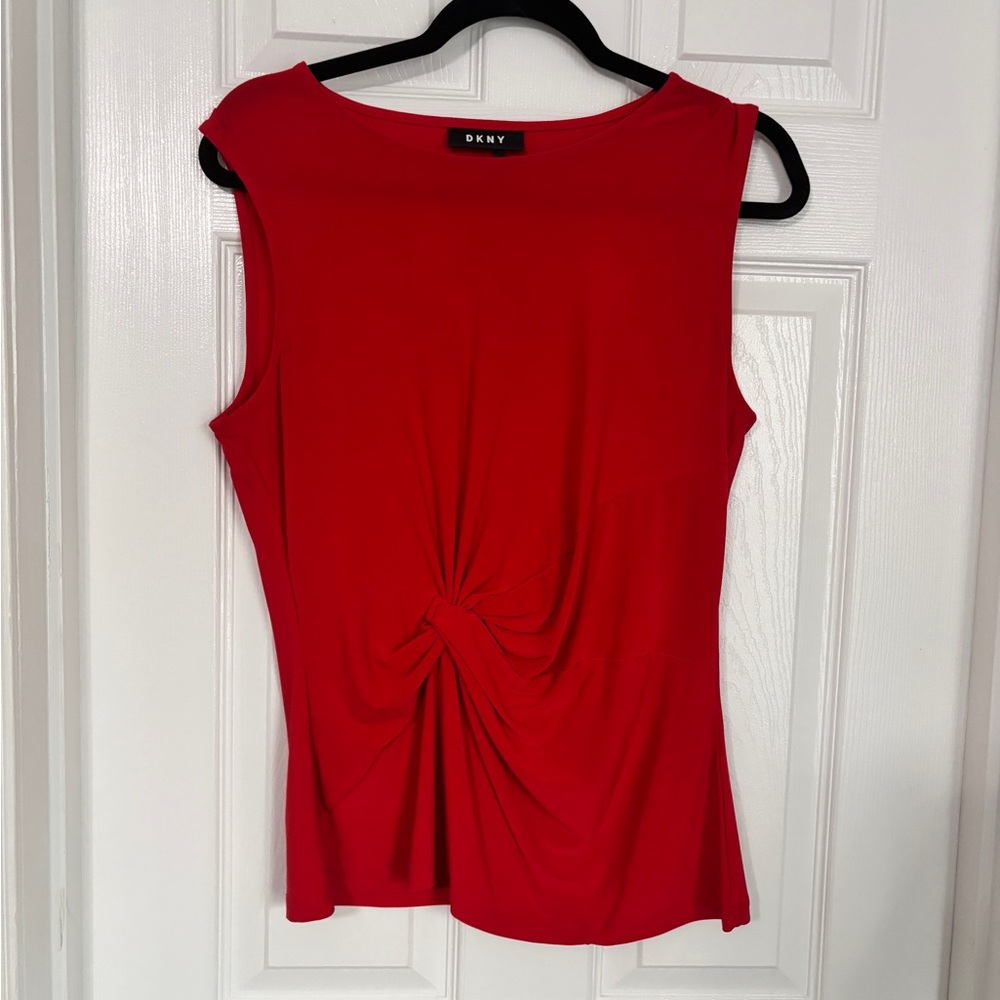 DKNY Bold Red Twist-Front Tank Top